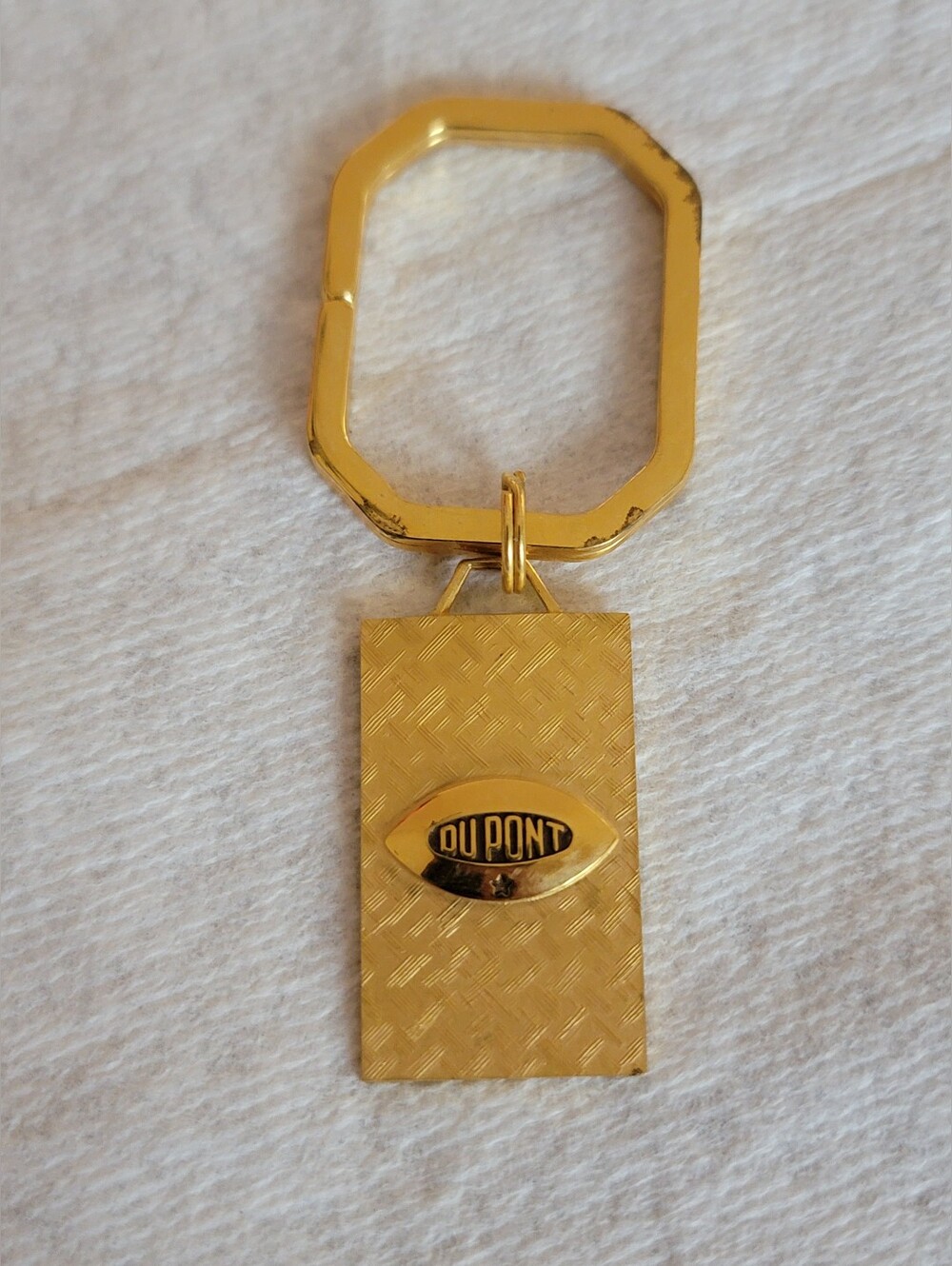 S.T. DuPont Vintage Gold-Tone Rectangular Logo Keyring